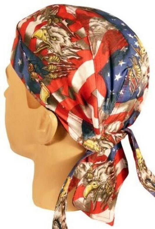 American Screaming Eagle Patriotic USA Design Headwrap Doo Rag Skull Cap (1 Item Front and Back Pictured)