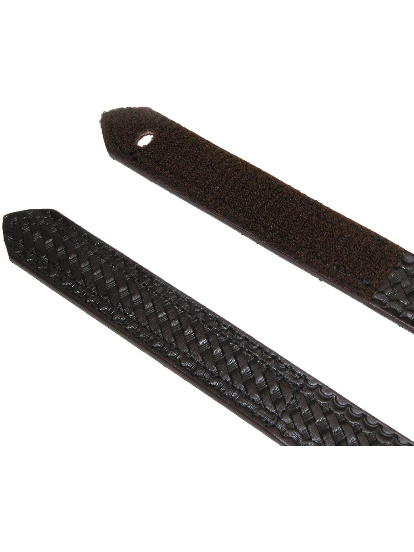 Boston Leather Men's Leather Basketweave Hook and Loop Mechanics Belt, 32, Black