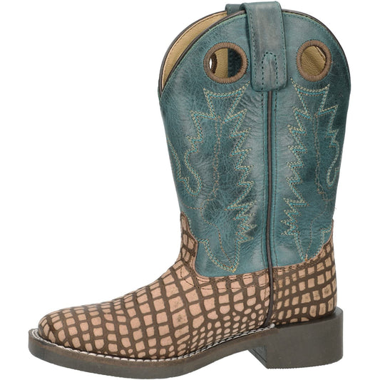 Smoky Mountain Children Unisex Reptile Dark Turquoise Leather Cowboy Boots 12D