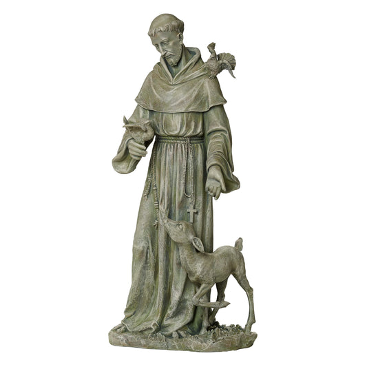 Joseph's Studio by Roman – 36.5" St. Francis with Fawn Garden Statue – Religious Outdoor Decor for Yard, Lawn, or Memorial