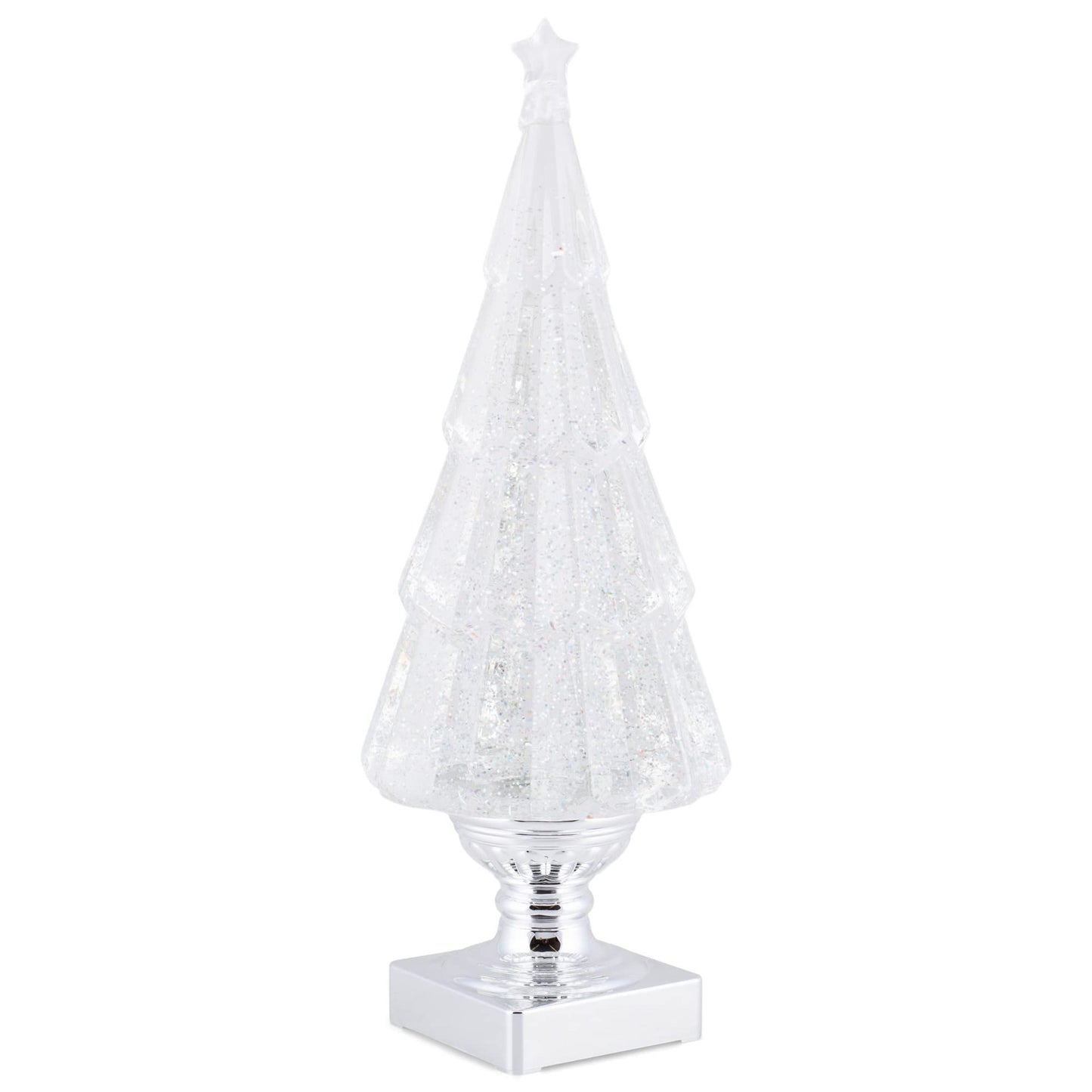 RAZ Imports 2022 Holiday Water Lanterns 13.75" Lighted Tree with Silver Swirling Glitter