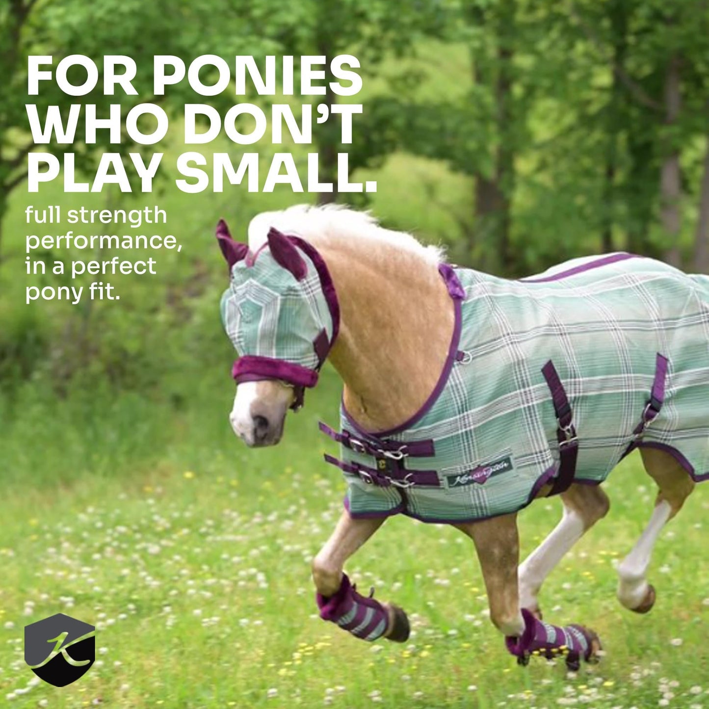 Kensington Natural Horse Fly Boots - Fleece Trimmed - Stay-Up Technology - Protection from Insect Bites and UV Rays - Sold in Pairs (2 Boots) - Medium - Tan