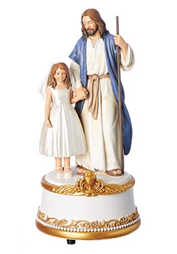 Joseph's Studio by Roman - 7.5" H Jesus with Girl Figure First Communion Musical Figure, Religous Gift,