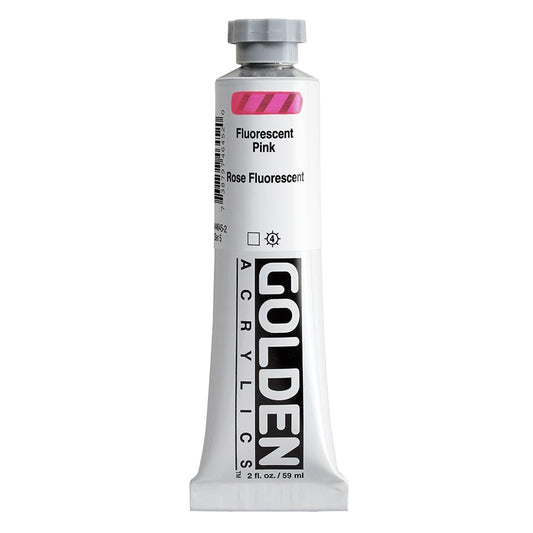 Heavy Body Acrylics by GOLDEN, Fluorescent Pink, 2 fl. oz. Tube, Professional Acrylic Paint, Transparent