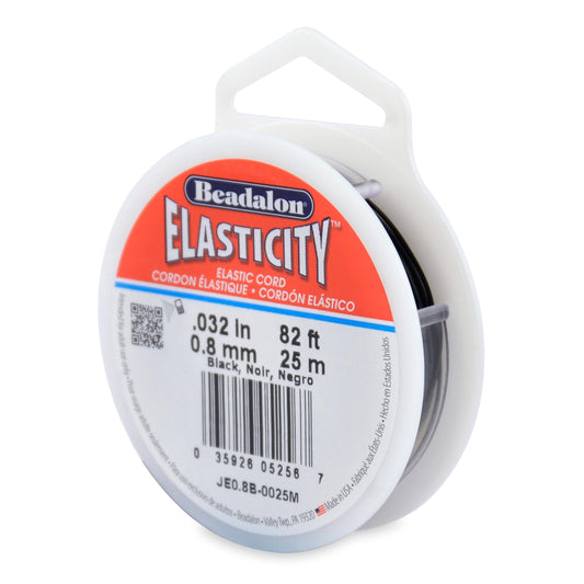 Beadalon Elasticity Cord - 0.8 mm x 82 ft, Black