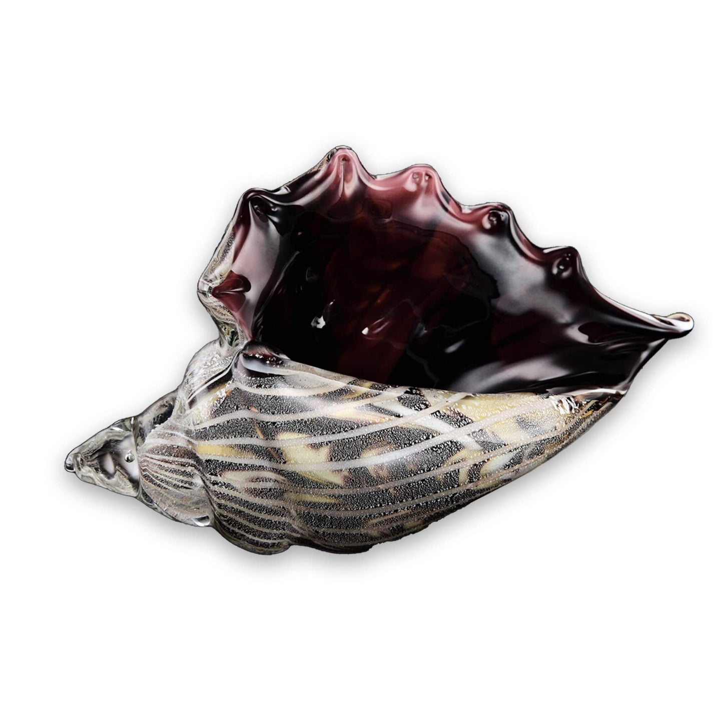 SPI Home Striped Colored Conch Shell 8 x 12 Art Glass Table Top Figurine Décor