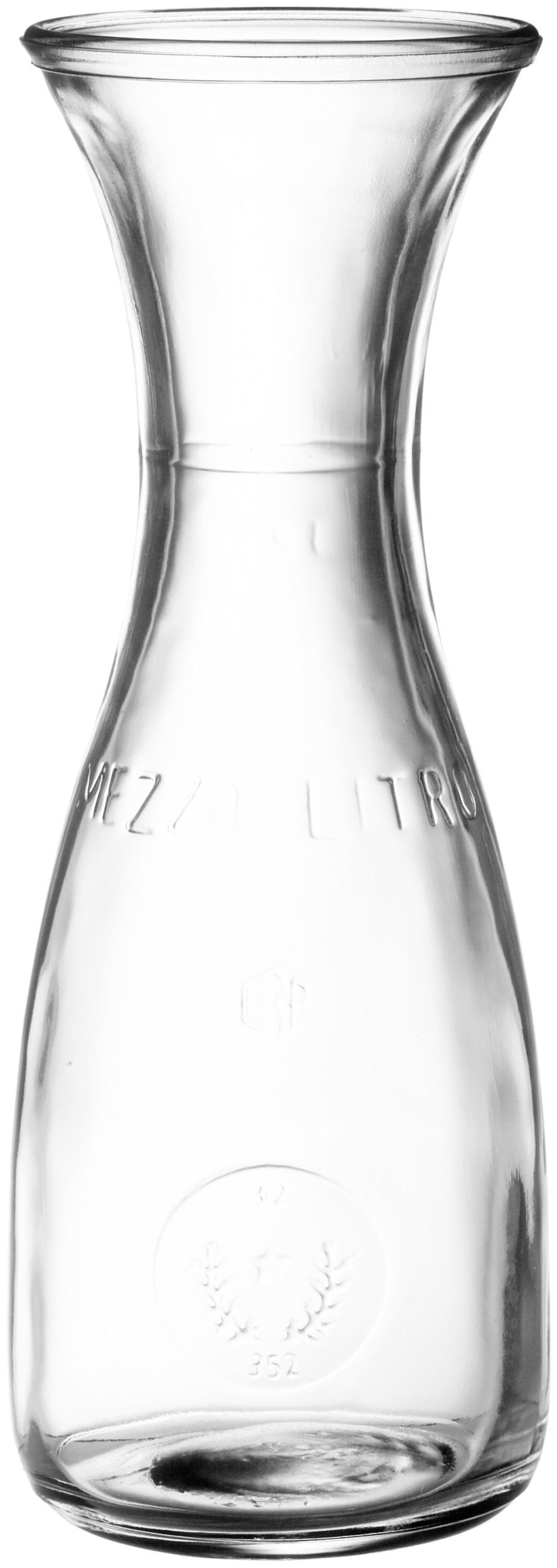 Bormioli Rocco Misura PZ Wine Carafe. Wide Mouth Clear Glass Pitcher For Water, Juice, Milk, Coffee, Iced Tea Elegant Bistro Style Decanter With Authenticity Stamp Made In Italy