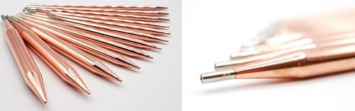 Lykke Cypra Copper 5 inch Interchangeable Knitting Needle Set (US 4-17) in Black Vegan Suede Case, Blue,Gold