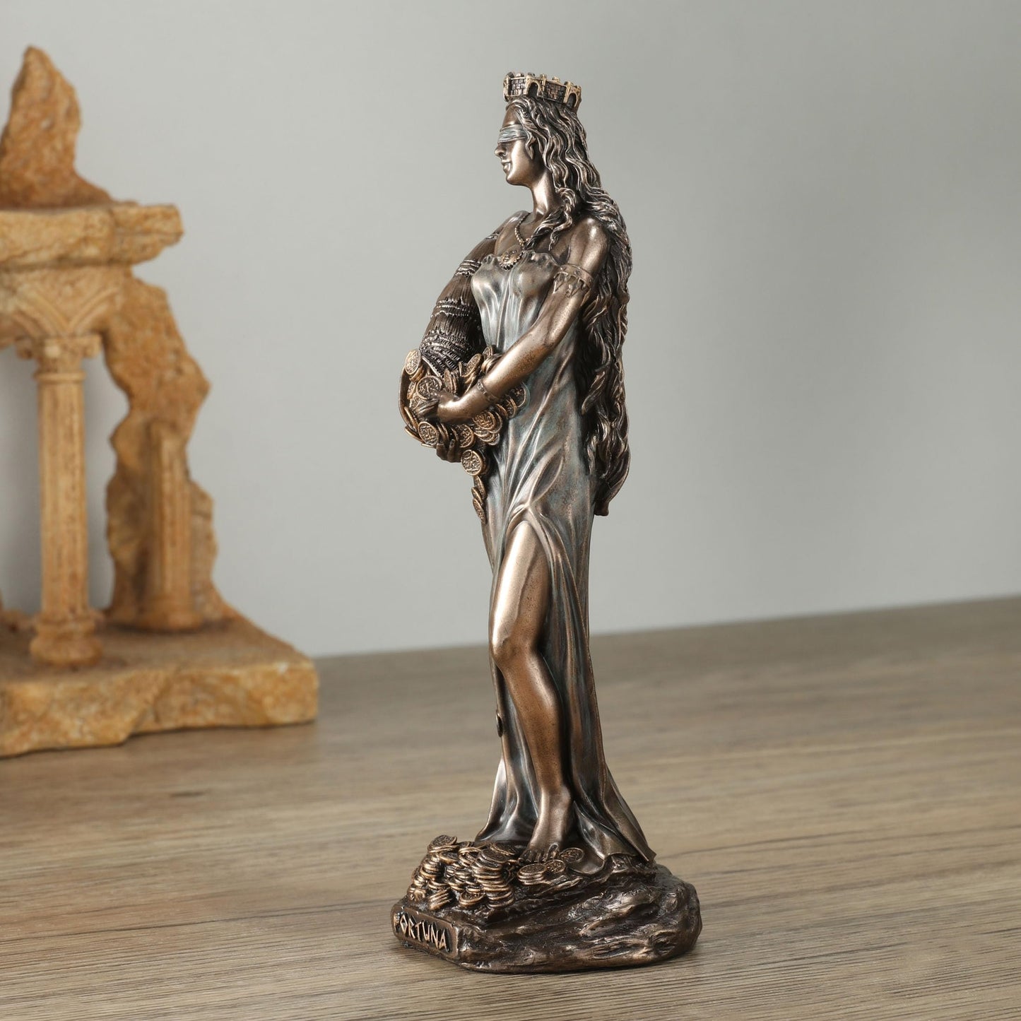 Veronese Design 6 1/8 Inch Fortuna The Greek Goddess of Fortune and Luck Resin Sculpture Cold Cast Bronze Finish