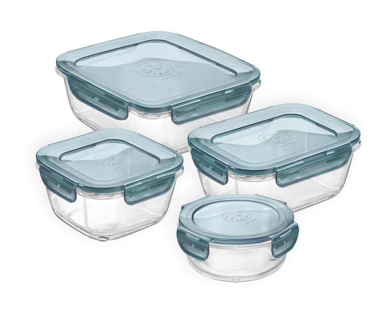 Bormioli Rocco Frigoverre Evolution Collection - 5.5-Inch Round Container - 50 cl (17 oz.) - Grey