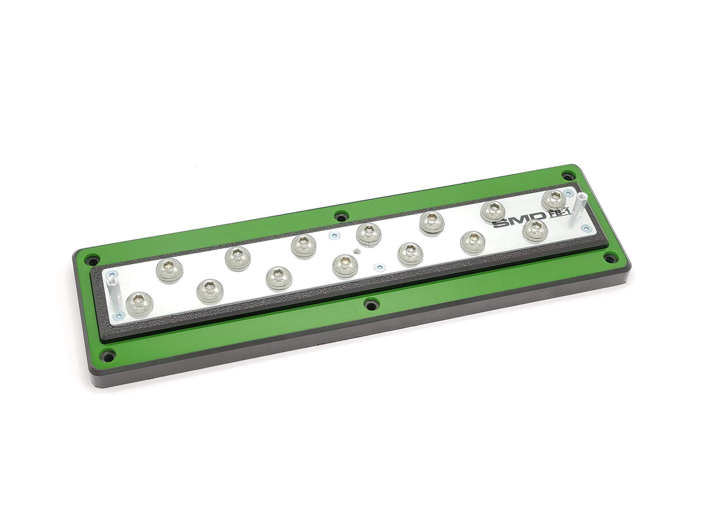 Steve Meade Designs SMD Full Power/Ground Distribution Block (Full Bar) - 12 Positions, 12 Poles, 12 Volts, Black, Blue, Green, Red, White - Screw Connector, HDPE Material, Rack Mount