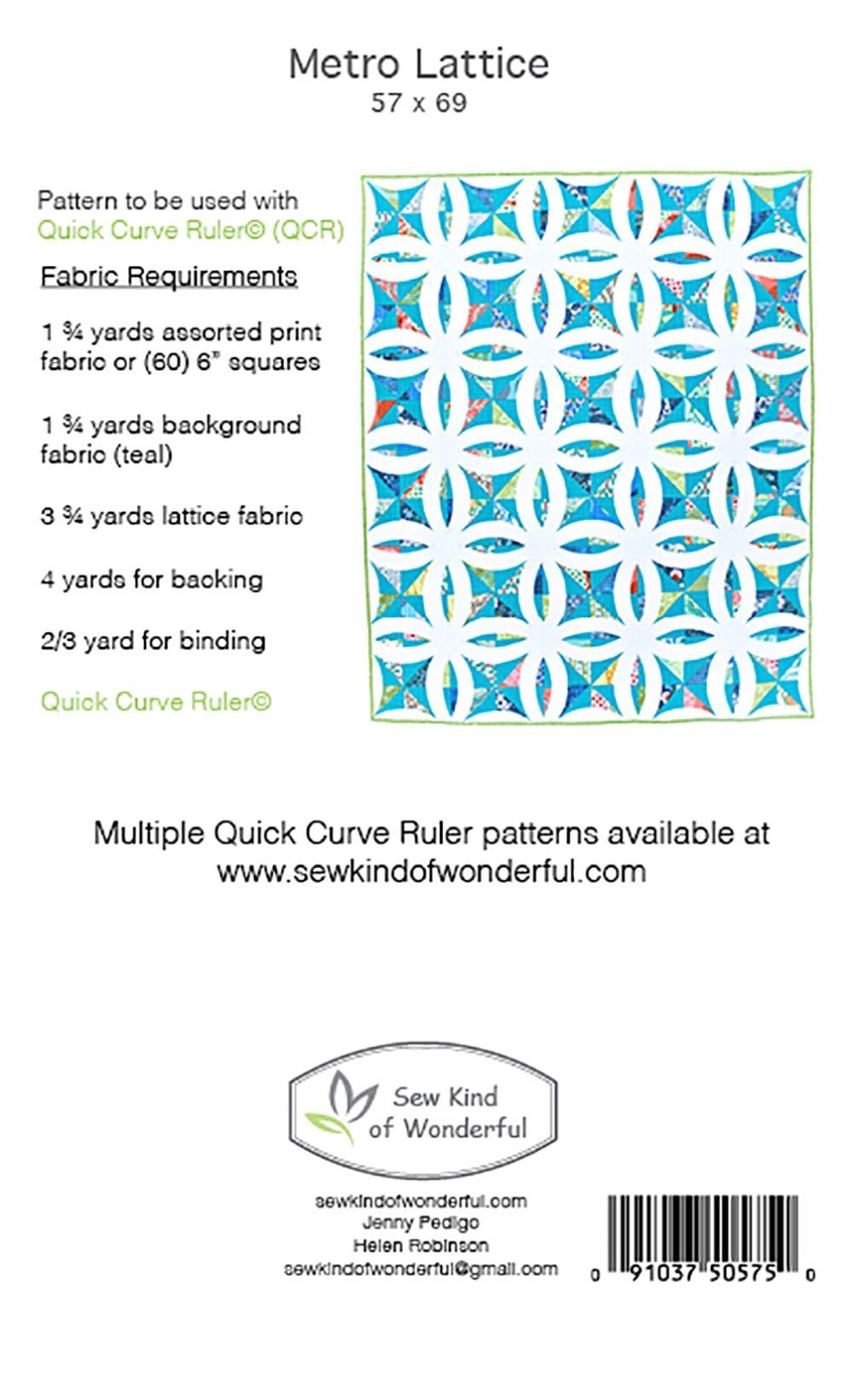 Metro Lattice Quilt Pattern: A Contemporary Quilt Design Pattern Using The Quick Curve Ruler by Sew Kind of Wonderful