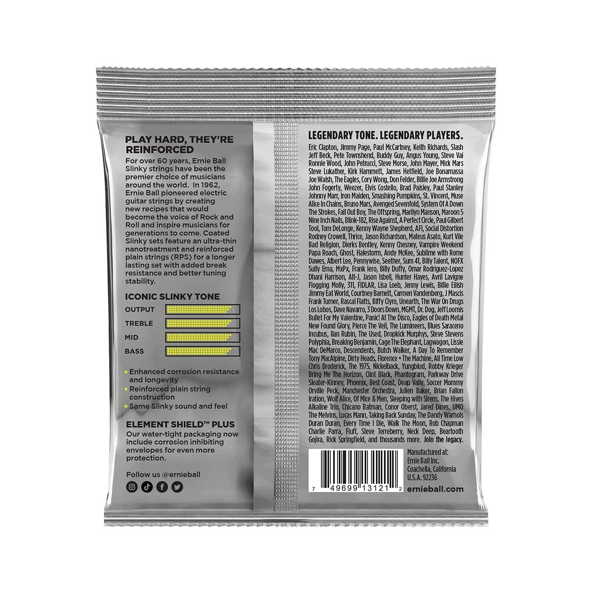 3 Sets of Ernie Ball Coated 3121 Regular Slinky Electric Guitar Strings 10-46