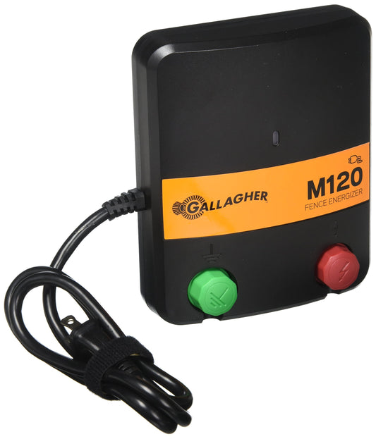 Gallagher M120 Electric Fence Charger - Powers Up to 15 Miles / 60 Acres of Clean Fence - 1.2 Joules, 110 Volt AC Energizer, Added Power Reserve - Unbeatable Reliability - Easy Installation