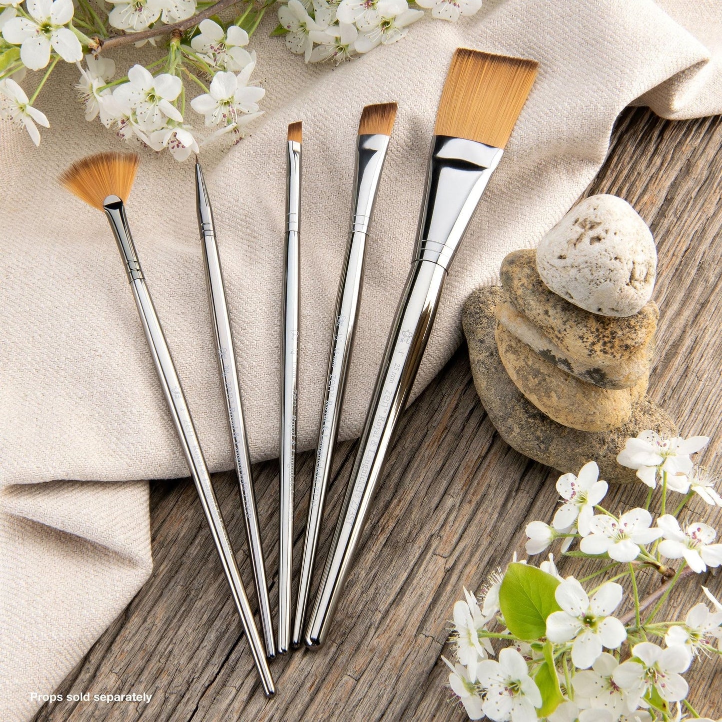 Royal & Langnickel Zen 5pc Standard Handle Brush Set, Includes - Stroke, Fan, Angular & Spotter Brushes