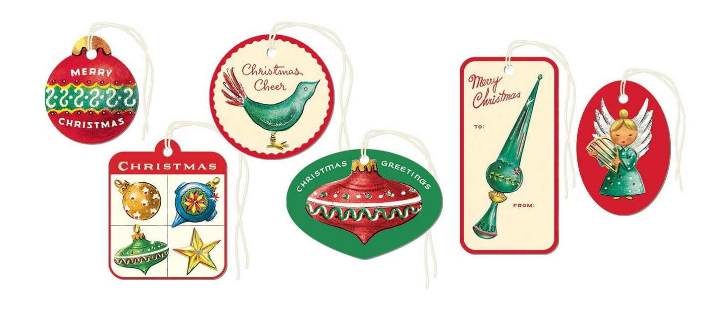 Cavallini & Co. Christmas Ornaments Vintage Glittered Gift Tag Set