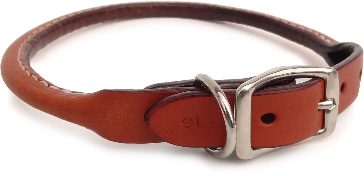 Rolled Leather Collar, Classic Rounded Edges with a Nickel-Plated Buckle, A Festive Choice for Small, Medium and Large Dogs, Made in The USA