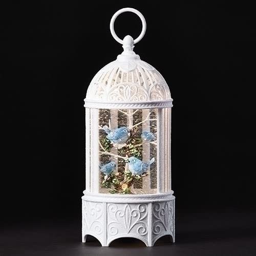 Roman Christmas Inc., Confetti Lites Collection, 10.2" H LED Swirl Confetti Light Bluebird CAGE, Lantern, Snow Globe, Holiday Home Décor, Santa, Cardinal, Nutcracker, Snowman, Reindeer (4x4x10)