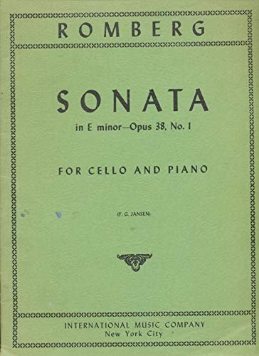 Sonata in E Minor - Opus 38, No. 1 - For Cello and Piano (Jansen)