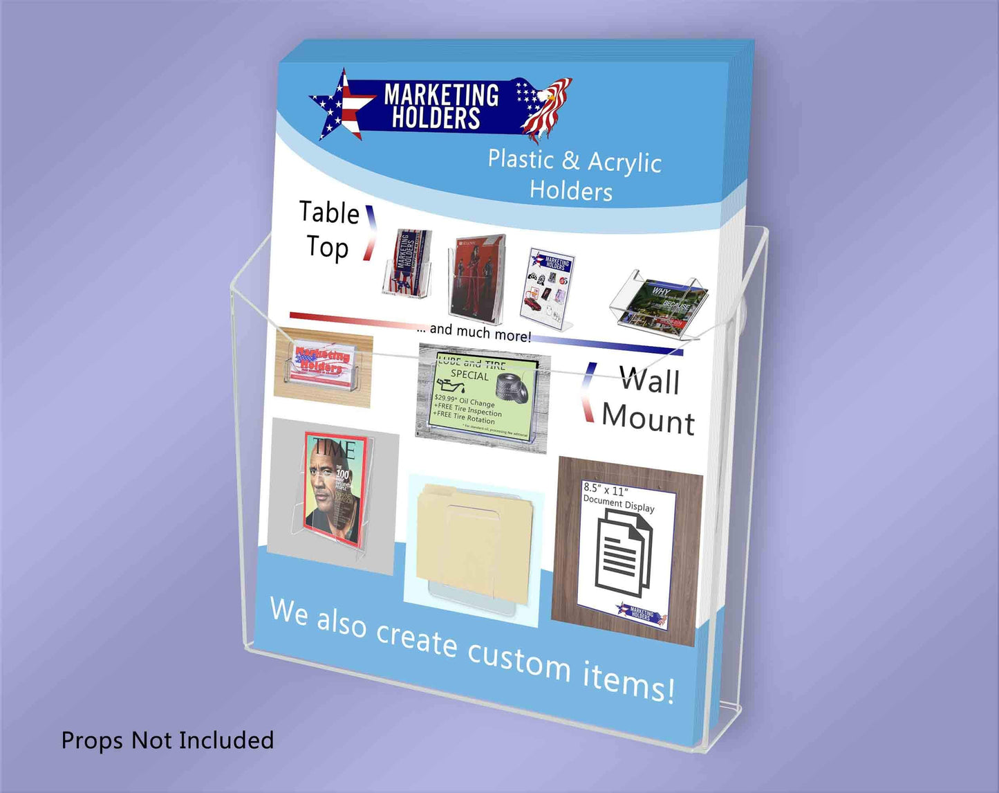 Suction Cup 8.5" Flyer Organizer Rack Literature Holder Catalog Display Durable Clear Acrylic Window or Glass Mount by Marketing Holders