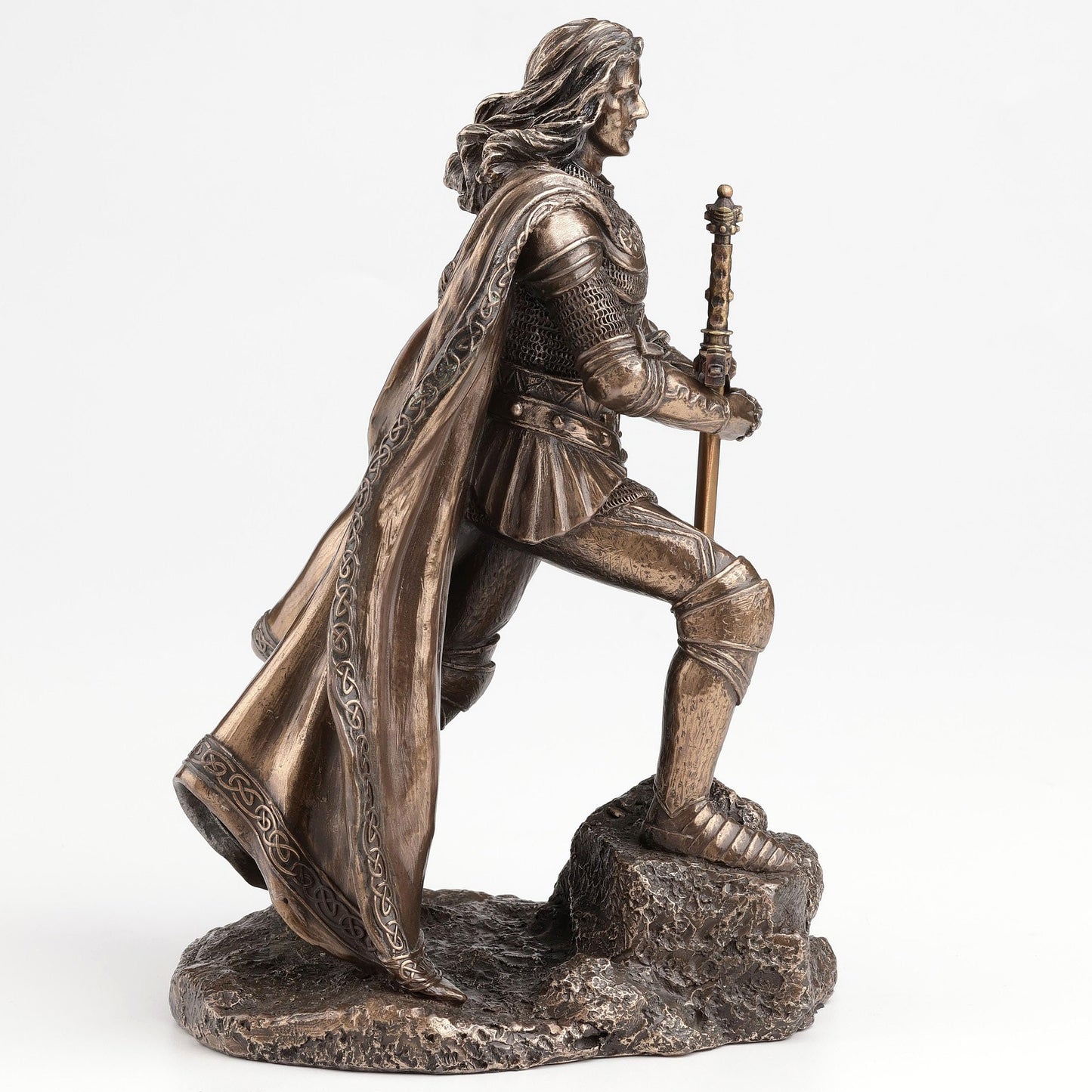 Veronese Design King Arthur Standing Pulling The Sword in The Stone Bronze Finish Statue
