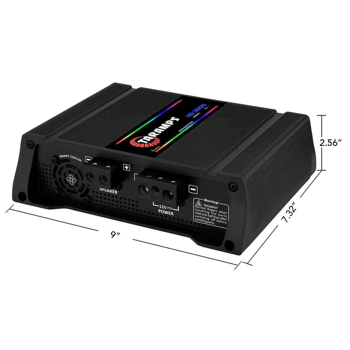 Taramps HD 3000 4 Ohms Black RGB 1 Channel Amplifier 3000 Watts RMS Digital, 108 RGB Effects, Crossover, Low/High Pass, Bass Boost, Car Audio System, Monoblock Full Range, LED Monitor Indicator, HD 3k