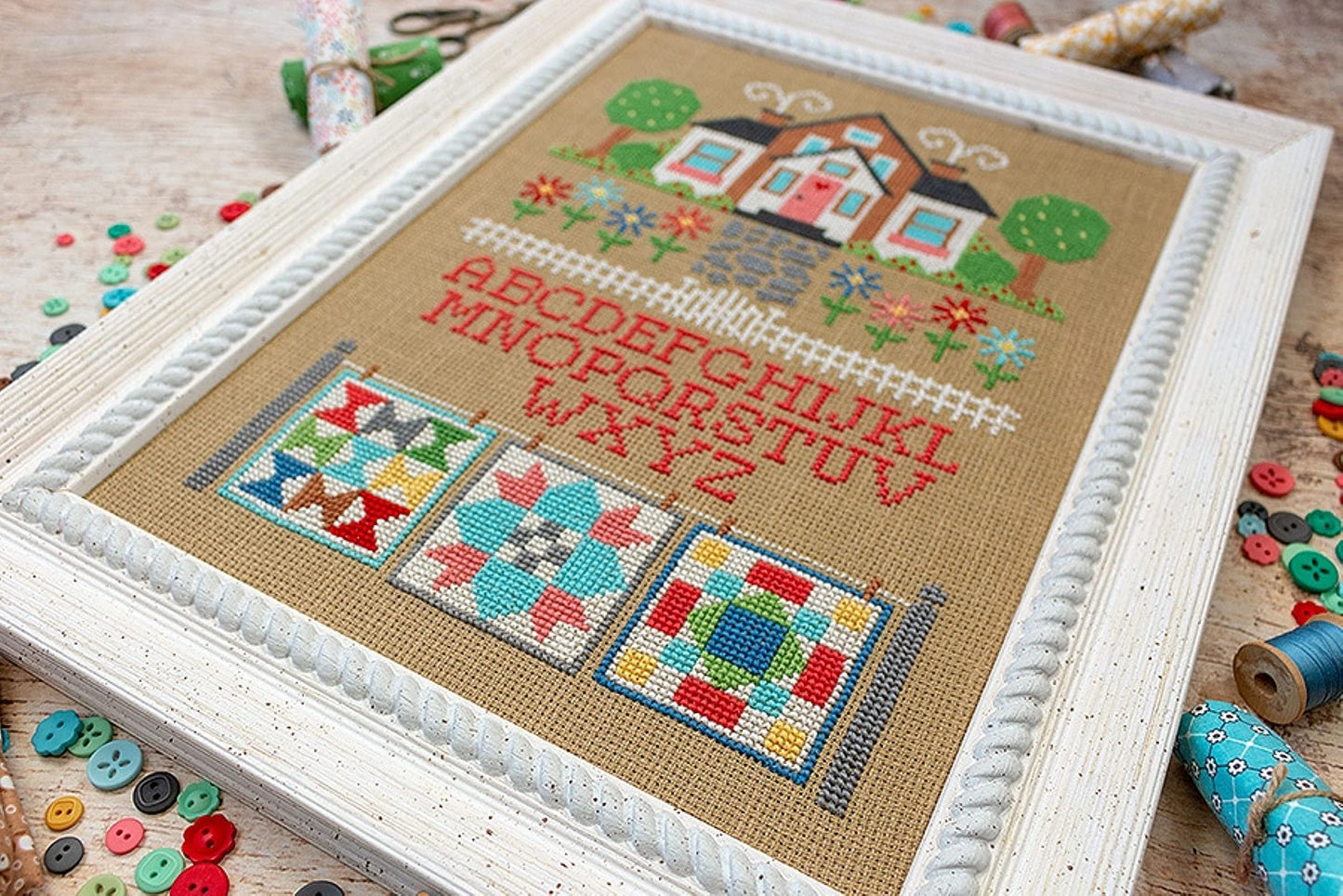 It's Sew Emma Quilters Cottage Cross Stitch pattern, White