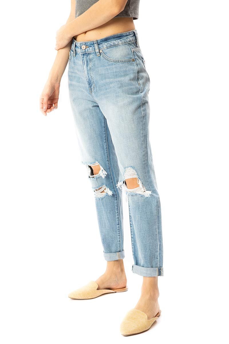 Kan Can Women's High Rise Mom Jeans