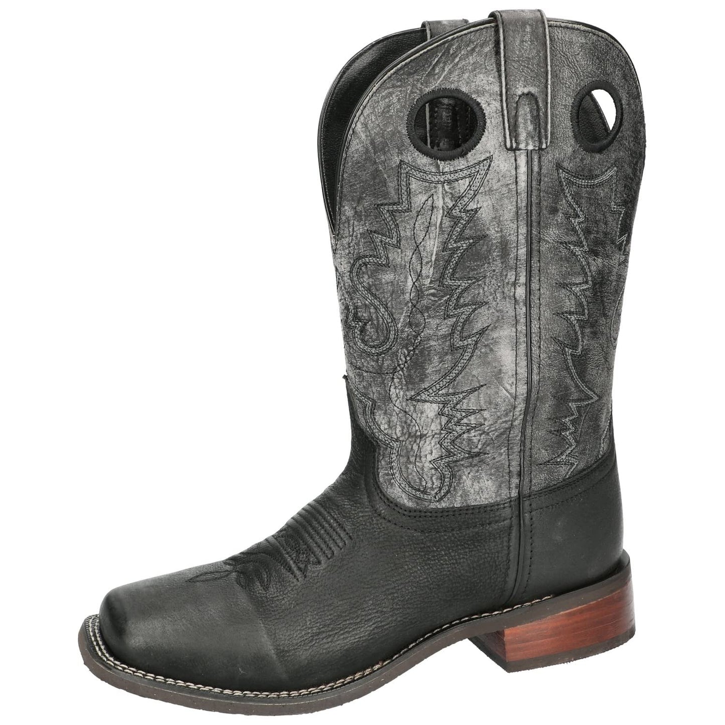 Smoky Mountain Boots Men's Duke Western Boot, Black/Black Distress, X-Wide, Size 8.5 US