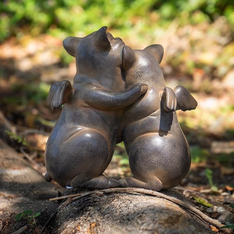 Pacific Giftware 5" Tall Flying Pig Couple Hugging Resin Figurine, Charming Home Accent