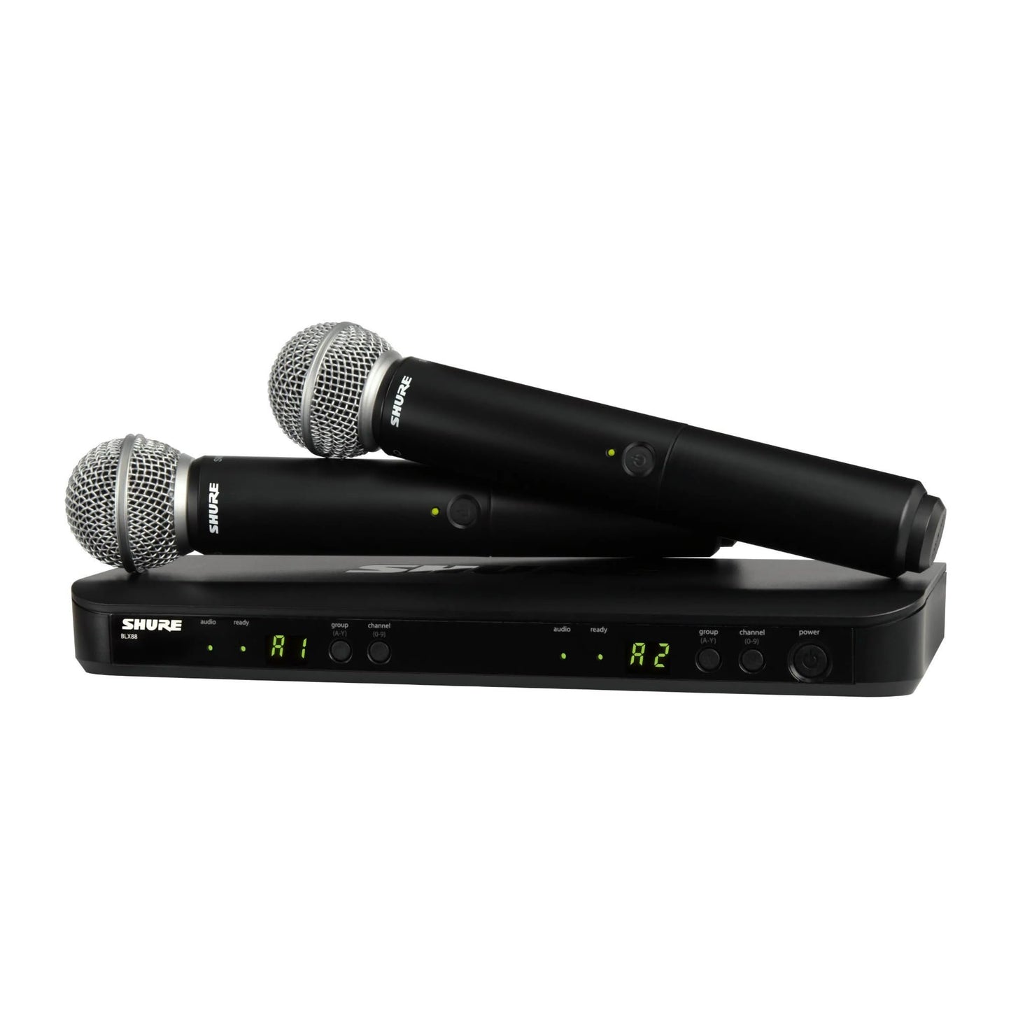Shure BLX288/SM58 UHF Wireless Microphone System - Perfect for Church, Karaoke, Vocals - 14-Hour Battery Life, 300 ft Range | Includes (2) SM58 Handheld Vocal Mics, Dual Channel Receiver | H10 Band