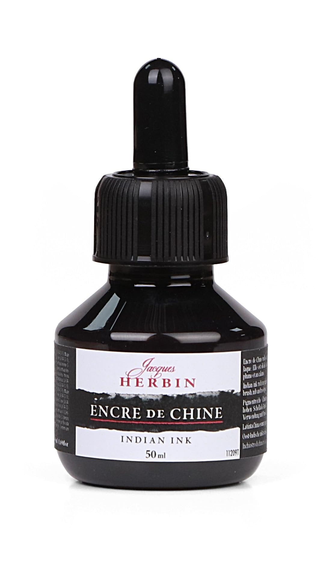 Herbin India/China Ink. Black Only. Indelible, High Pigment, Permanent. Fast Drying, Shiny Finish, Solvent Resistant. For Calligraphy. 50 ml Bottle