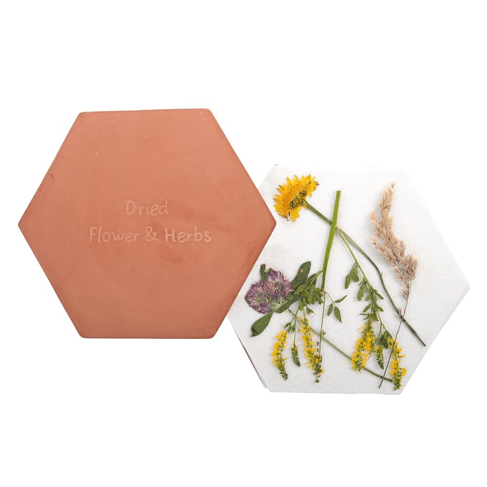 Fallen Fruits Flower and Herb Press | Microwaveable Terracotta Heavy Hexagonal Press