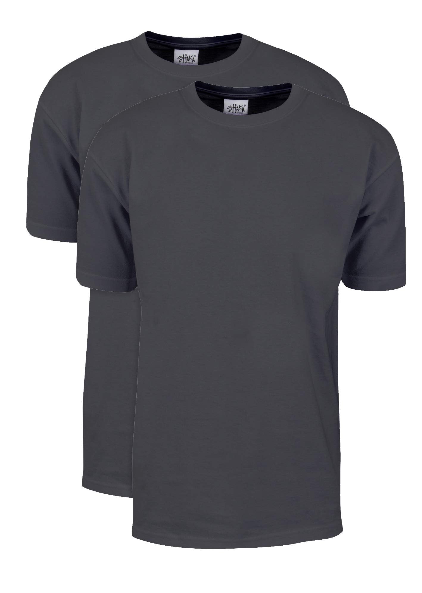 Shaka Wear Men's T Shirt – 2 Pack 7 oz Max Heavyweight Cotton Short Sleeve Crewneck Tee Top Tshirts Regular Big Size MHS02 Black 2T 2pk