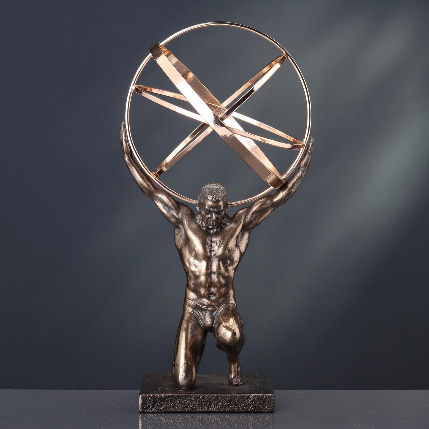 Veronese Design 9 Inch Atlas Carrying Celestial Sphere Statue Cold Cast Resin Antique Bronze Finish