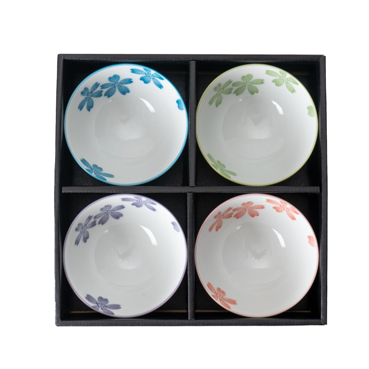 Urban Tokyo Japanese Rice Bowl Set 4 Piece Cherry Blossoms Design 4.5 Inch D Soup Bowls Minoware Porcelain Made In Japan
