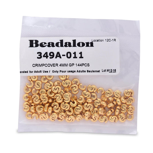Beadalon (1-Pack) Crimp Covers 4 mm (.157 in) Gold Color 144 pieces 349A-011-1P