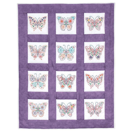 Jack Dempsey Needle Art Butterflies 9" Theme Quilt Blocks