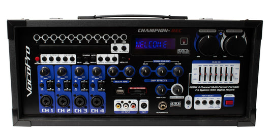 VocoPro All-in- One Portable Karaoke System, XLR, 1/4 inch, RCA, Champion-Rec-200W 4-Ch PA w/Digital rec, 21.00 x 21.00 x 23.00 (CHAMPIONRECBASIC)