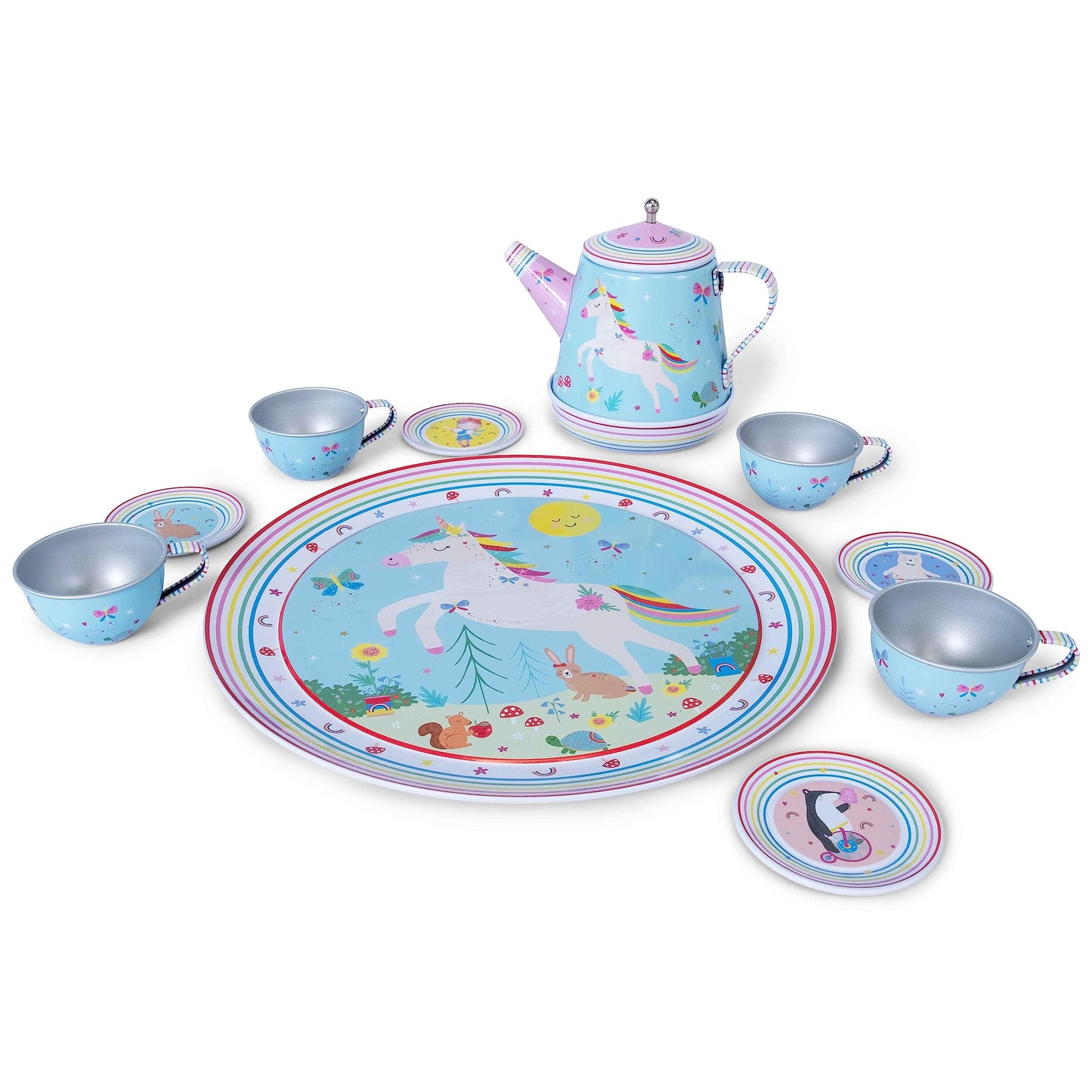 Floss & Rock Rainbow Fairy Musical Tea Set for 3 Ages and Up, 11 Pieces, Imaginative or Group Play