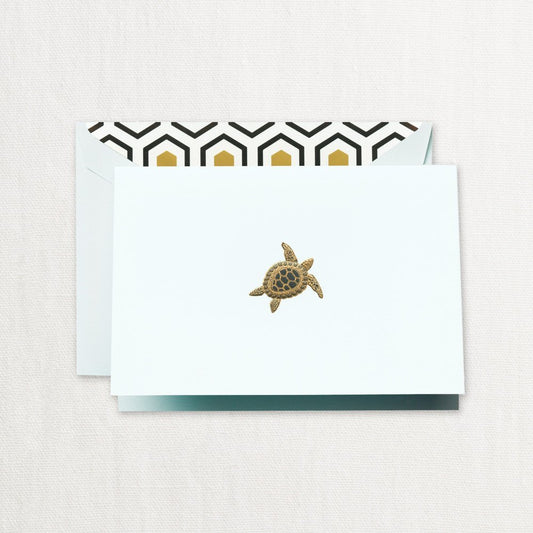 Crane Engraved Sea Turtle Note, Beach Glass (CF1701)