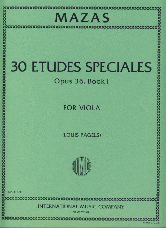 Mazas Jacques Fereol 30 Etudes Speciales Op. 36 Book 1 Viola solo - by Louis Pagels I nternational