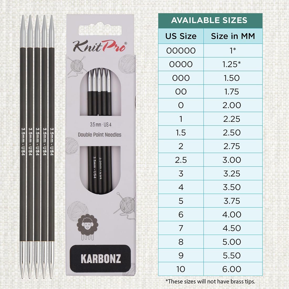 KnitPro Karbonz Double Pointed Needles 8" (20cm)