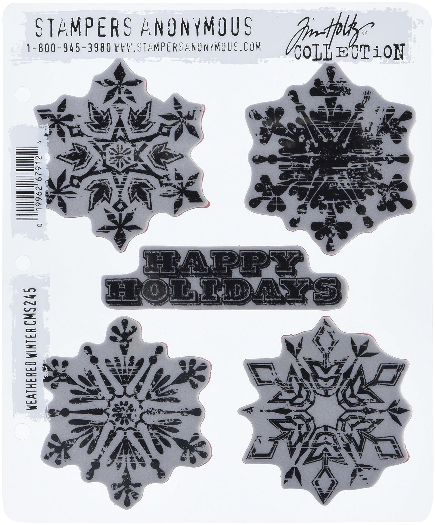 Stampers Anonymous Tim Holtz Cling Rubber Stamp Set, 7" by 8.5", Weathered Winter