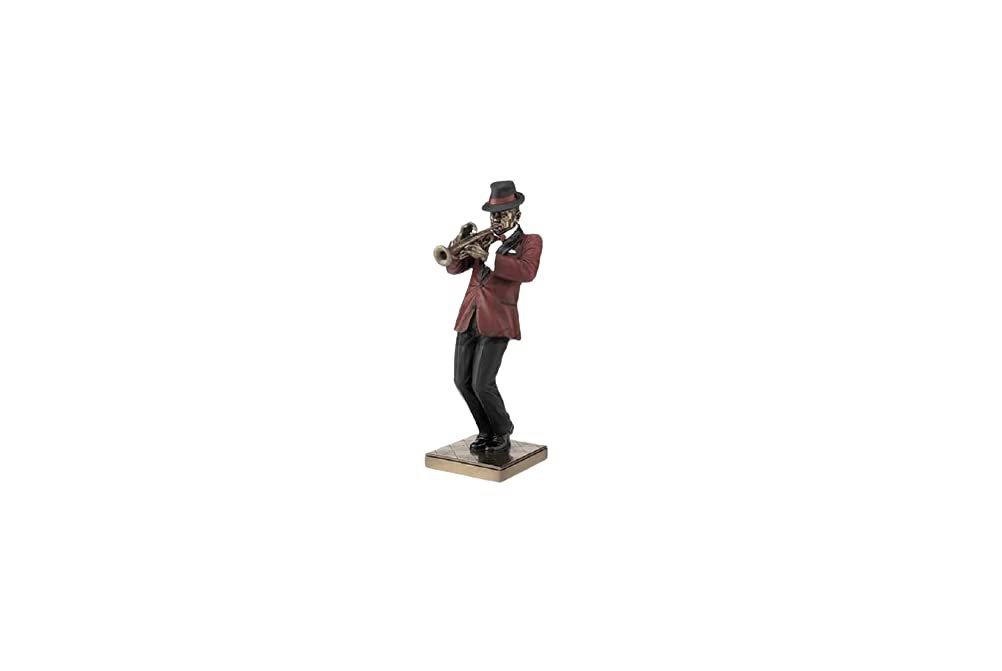 12.25 Inch Trumpet Player Cold Cast Decorative Figurine, Bronze Color