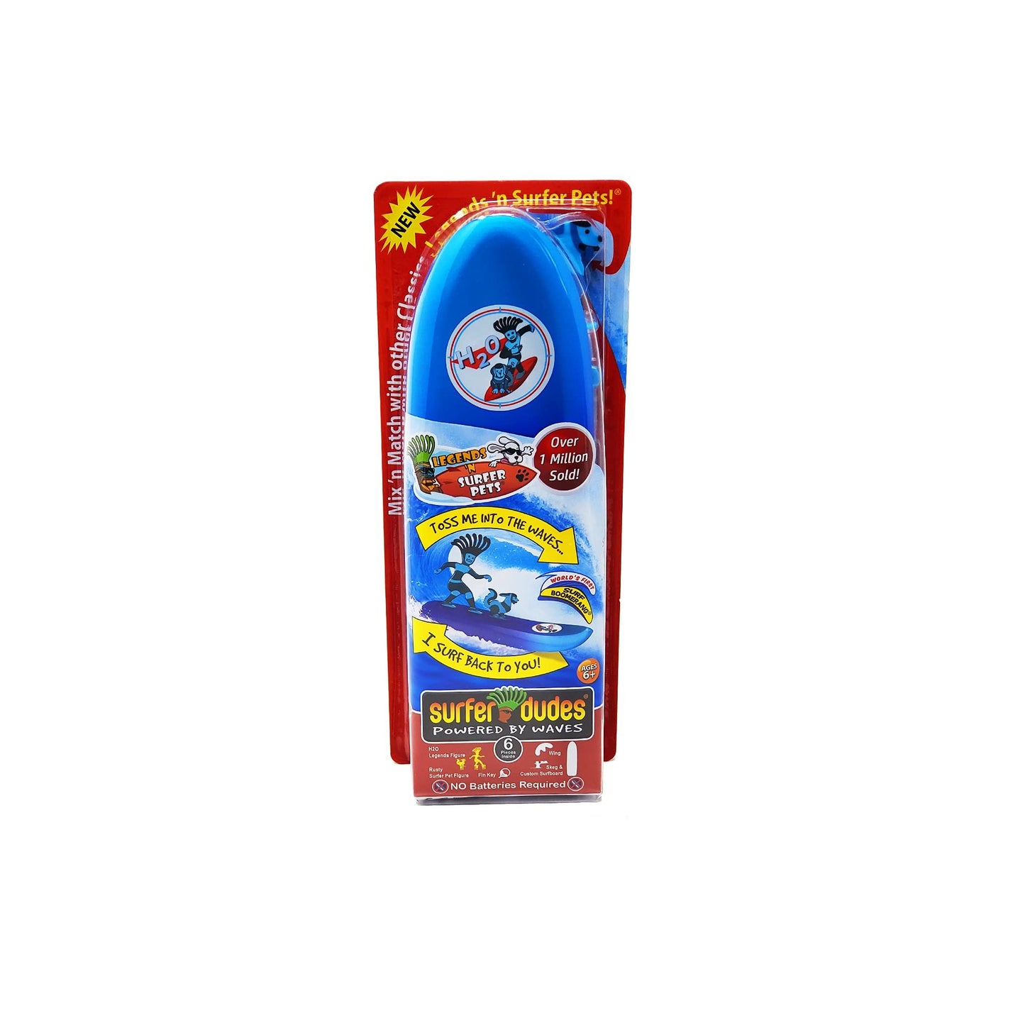 Surfer Dudes Legends & Surfer Pets Wave Powered Mini-Surfer, Pet and Surfboard Beach Toy