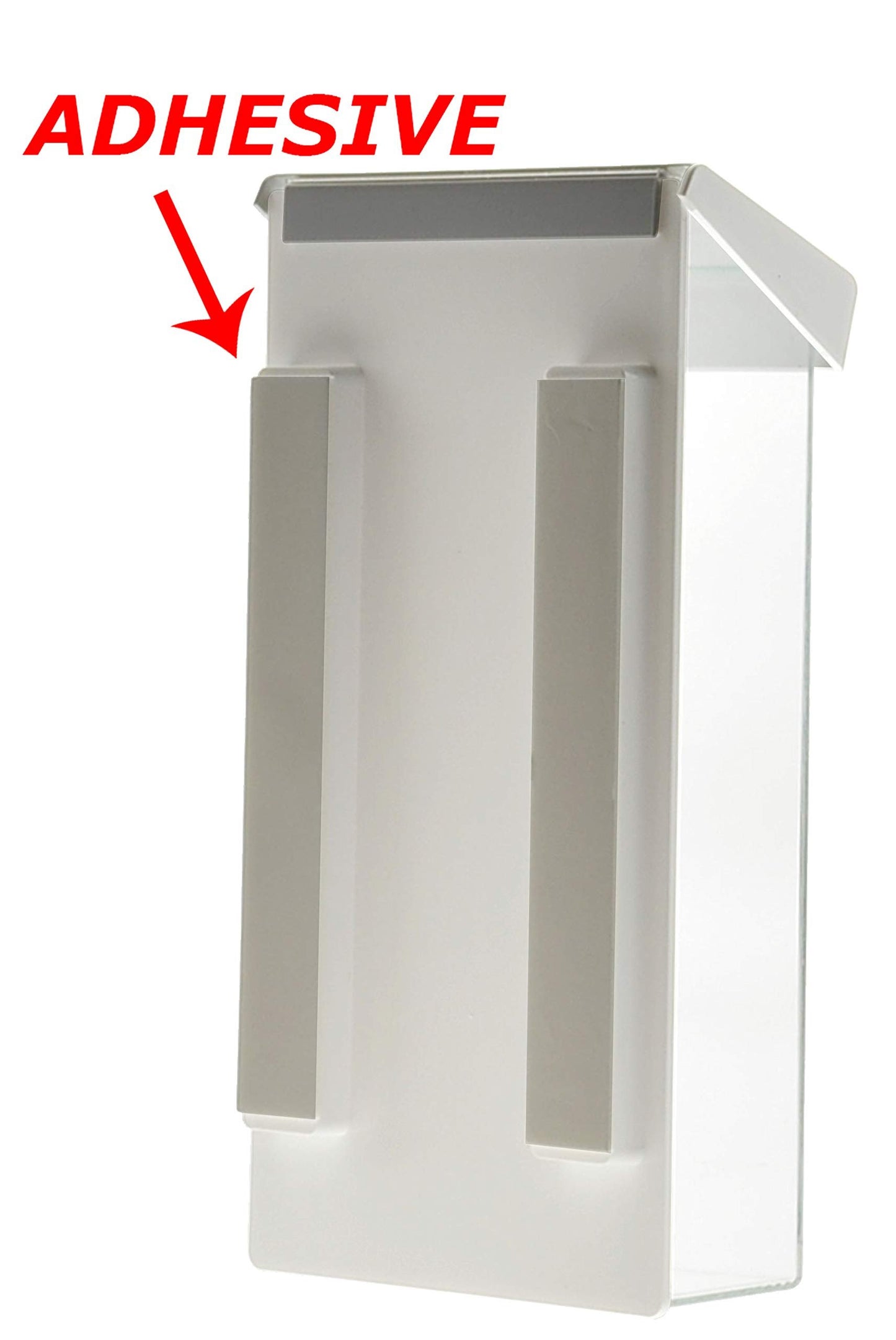 Marketing Holders Outdoor Brochure Holder Holds 4" x 9" Trifolds Wall Mount Clear with White Lid Acrylic Rack Cards Box with Lid Includes Take One Sticker Adhesive Strips Advertising Display