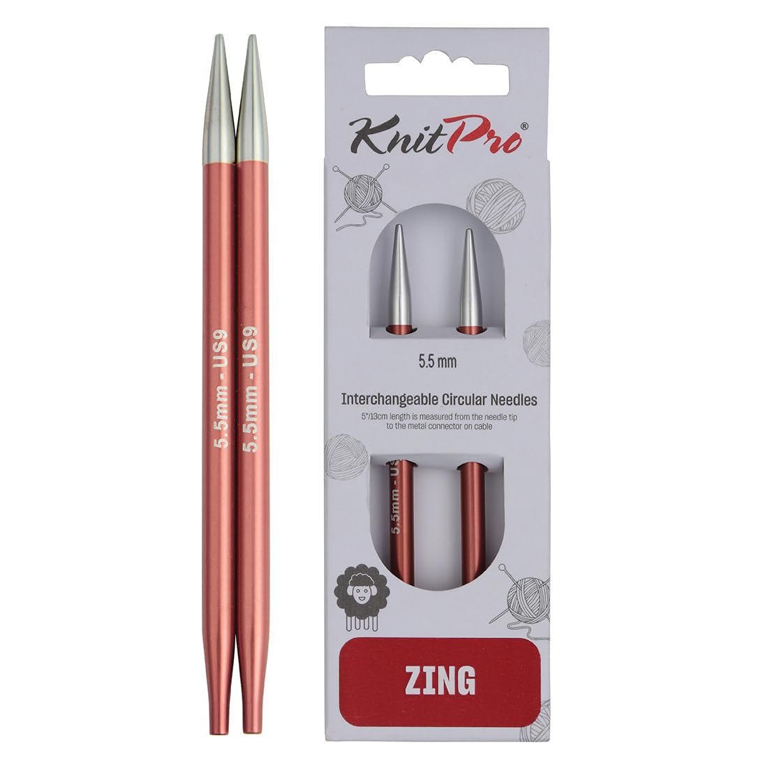 KnitPro Zing Interchangeable Circular Needles 4" (10cm)
