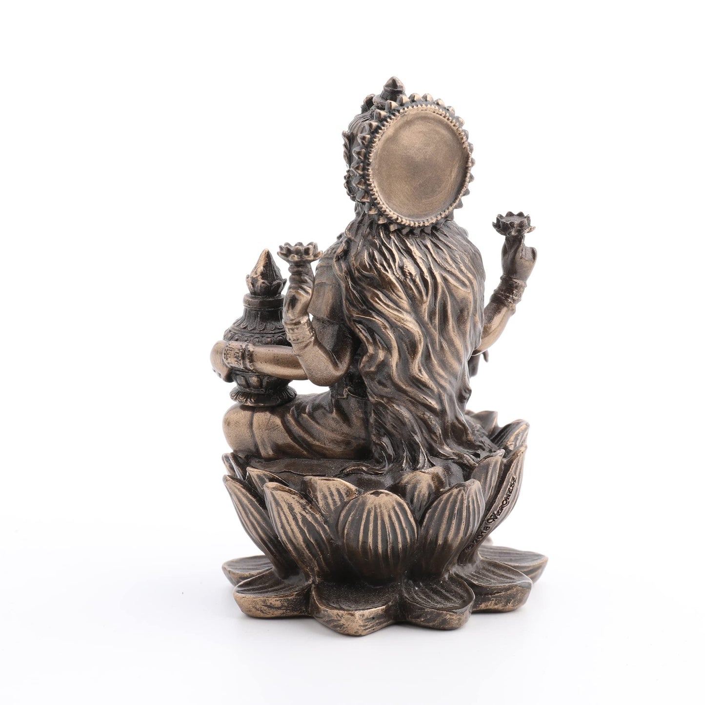 Veronese Design 3.3" Hindu God Lakshmi Sitting On Lotus Resin Figurine Bronze Finish