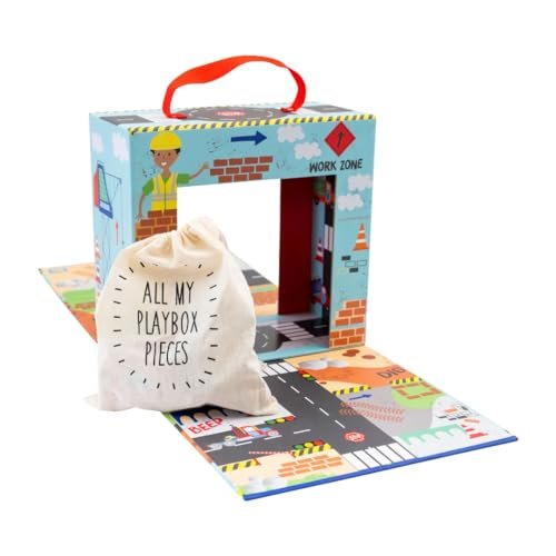 Floss & Rock Construction Kids Playbox, 15 Wooden Piece, 9.25 Inch